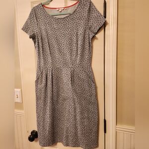 Boden Blue Floral Cotton Short Sleeve Dress With Pockets Size 8 NWOT